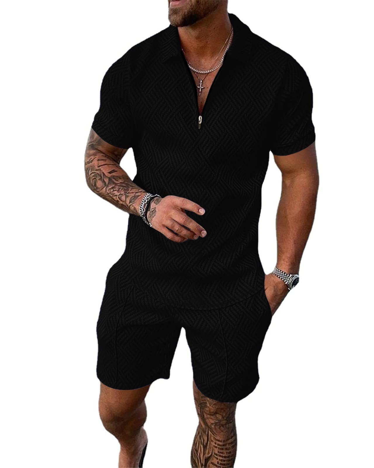 Fastkoala Homme Ensemble 2 Pièces Survêtement Costumes Plage Vacances