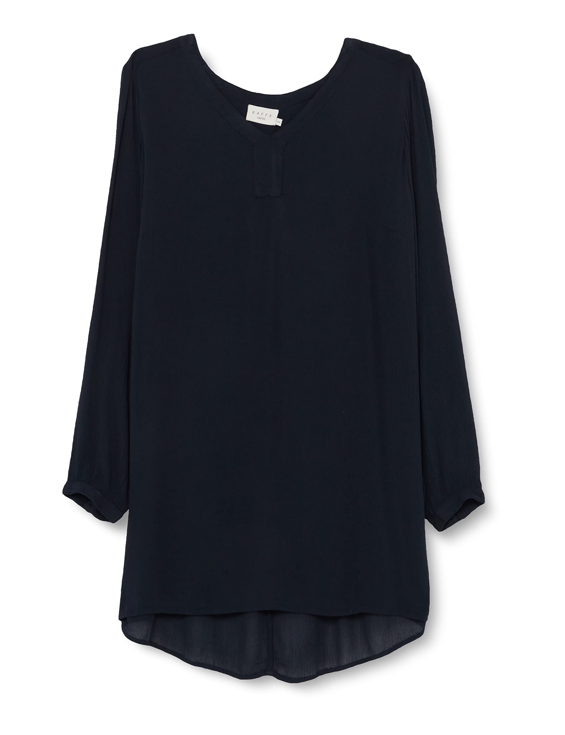 Kaffe Curve Women's Women's Plus Size Tunic Long Sleeve Blouse V-Neck Blouse, Midnight Marine, 46