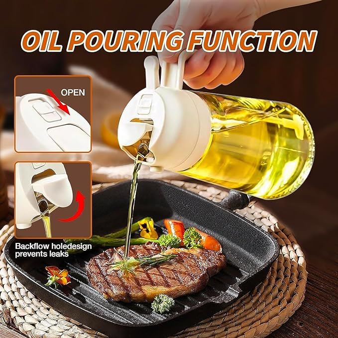 OTISTORES Oil Dispenser Bottle For Kitchen, 2 In 1 Olive Oil Sprayer And Oil Dispenser, Oil Spray Bottle 500Ml/ 17Oz For Cooking, Kitchen, Bbq, Air Fryer, Salad, Baking (Multi Color) - Glass 4