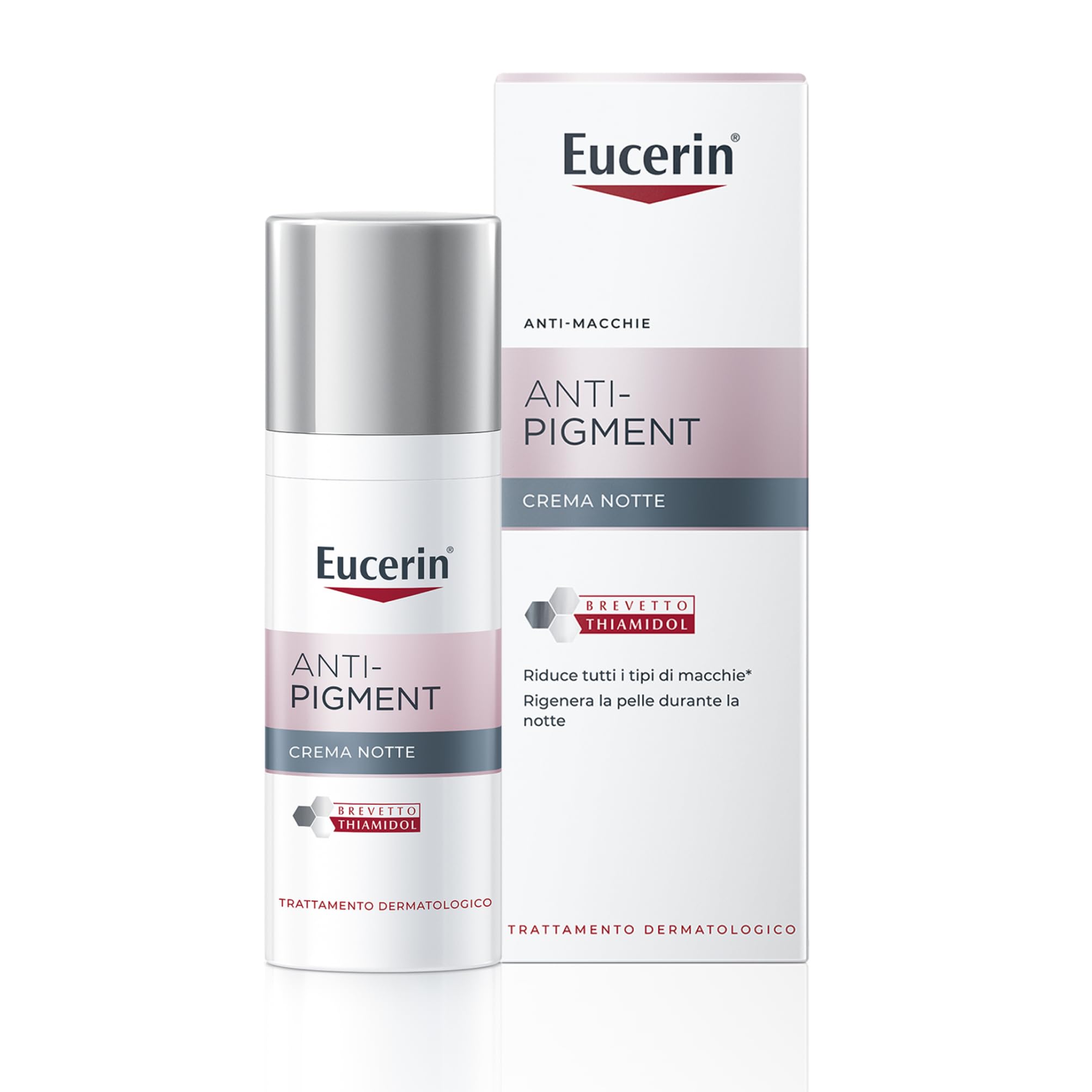 Eucerin Anti-Pigment Crema Viso Notte 50 ml, Crema antimacchie viso per una pelle rigenerata durante il sonno, Formula arricchita con Thiamidol e Dexpantenolo per tutti i tipi di pelle