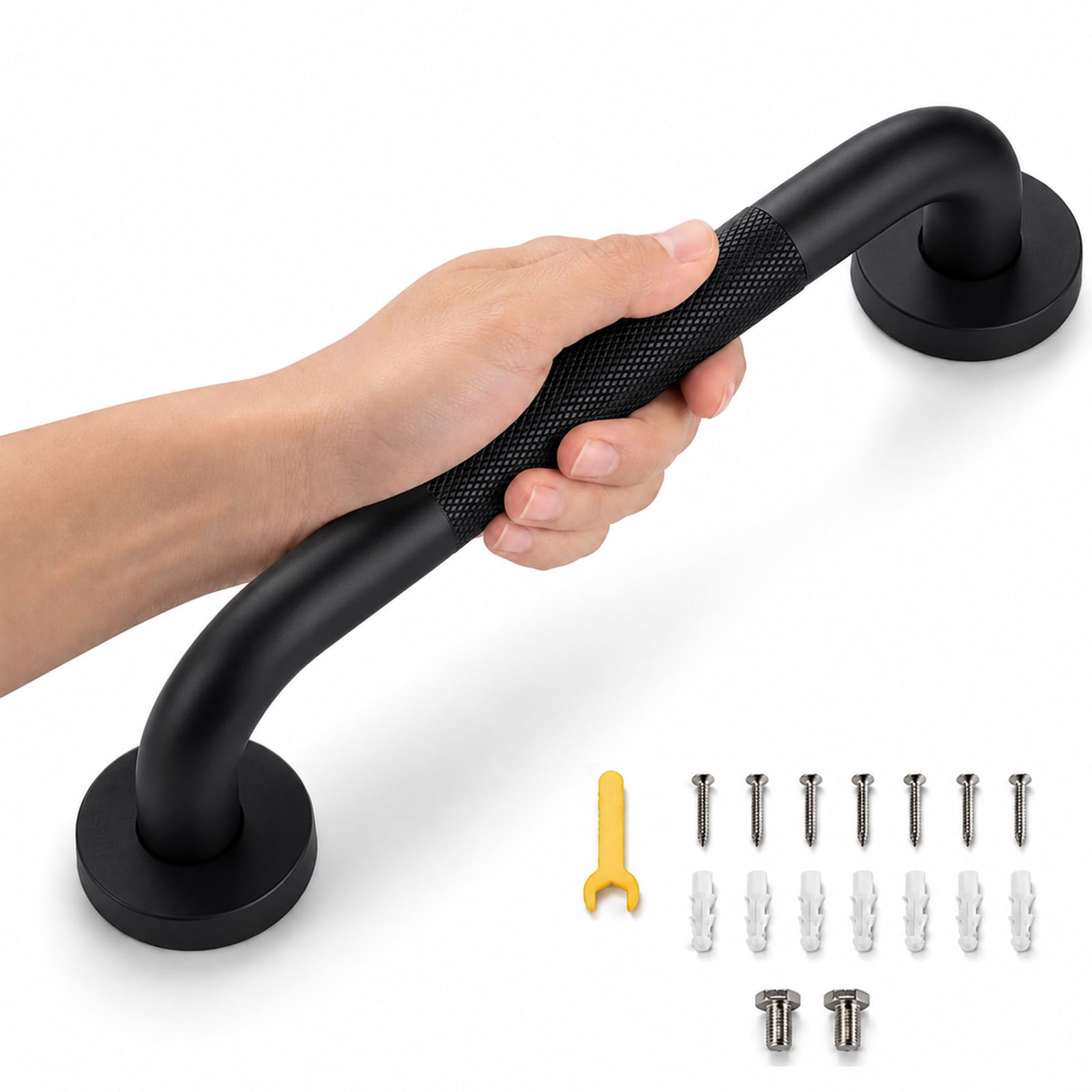 Photo 1 of 12 Inch Grab Bars for Shower, Black Anti Slip Grab Bar for Bathtubs Showers Toilet, Stainless Steel Safety Shower Grab Bar,Wall Mounted Shower Handle Handicap Bars for Senior Elderly