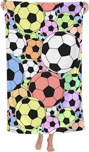 Toalla de playa con pelota deportiva de fútbol, grande, suave, absorbente, de secado rápido, toallas de baño de gran tamaño para baño, hombres,