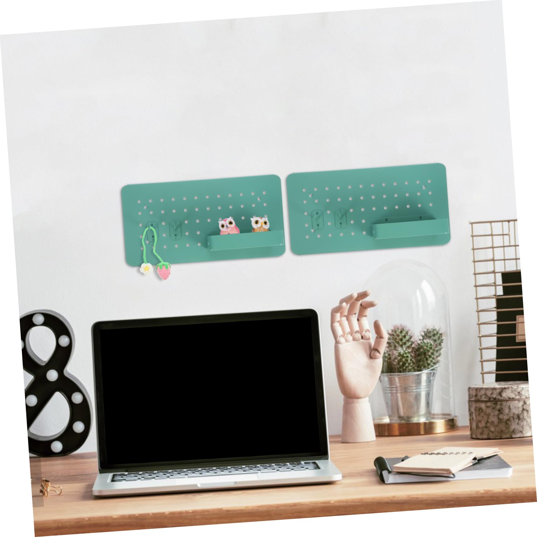 ROMISBABA 1 Set Wall Mount Display Pegboard Wall Mounted Pegboard Wall Mount Pegboard Iron Light Green Pegboard Display Stand for Craft Shows