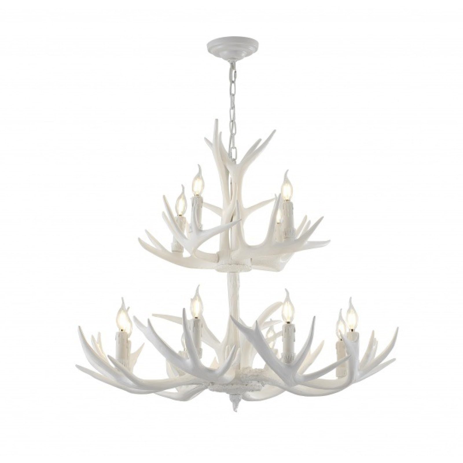 HYJAUSXB Deer Chandelier,6-8 Heads Stag Lamp Rustic Interior Decoration Resin Material,LED Bulbs,Rustic Decoration,Home Lighting Including light bulbs(100 * 75cm, White)