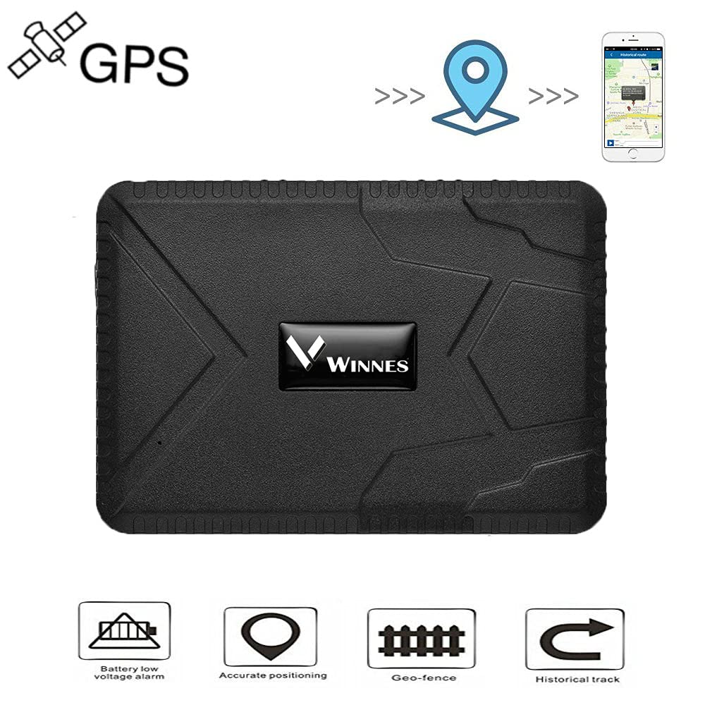 Winnes GPS Tracker Localizzatore per Auto/Veicoli/Camion/Moto - Inseguitore in Tempo Reale Impermeabile, Geo-fence, Allarme Shock - App/Web Gratuita, 10000 mAh, TK915