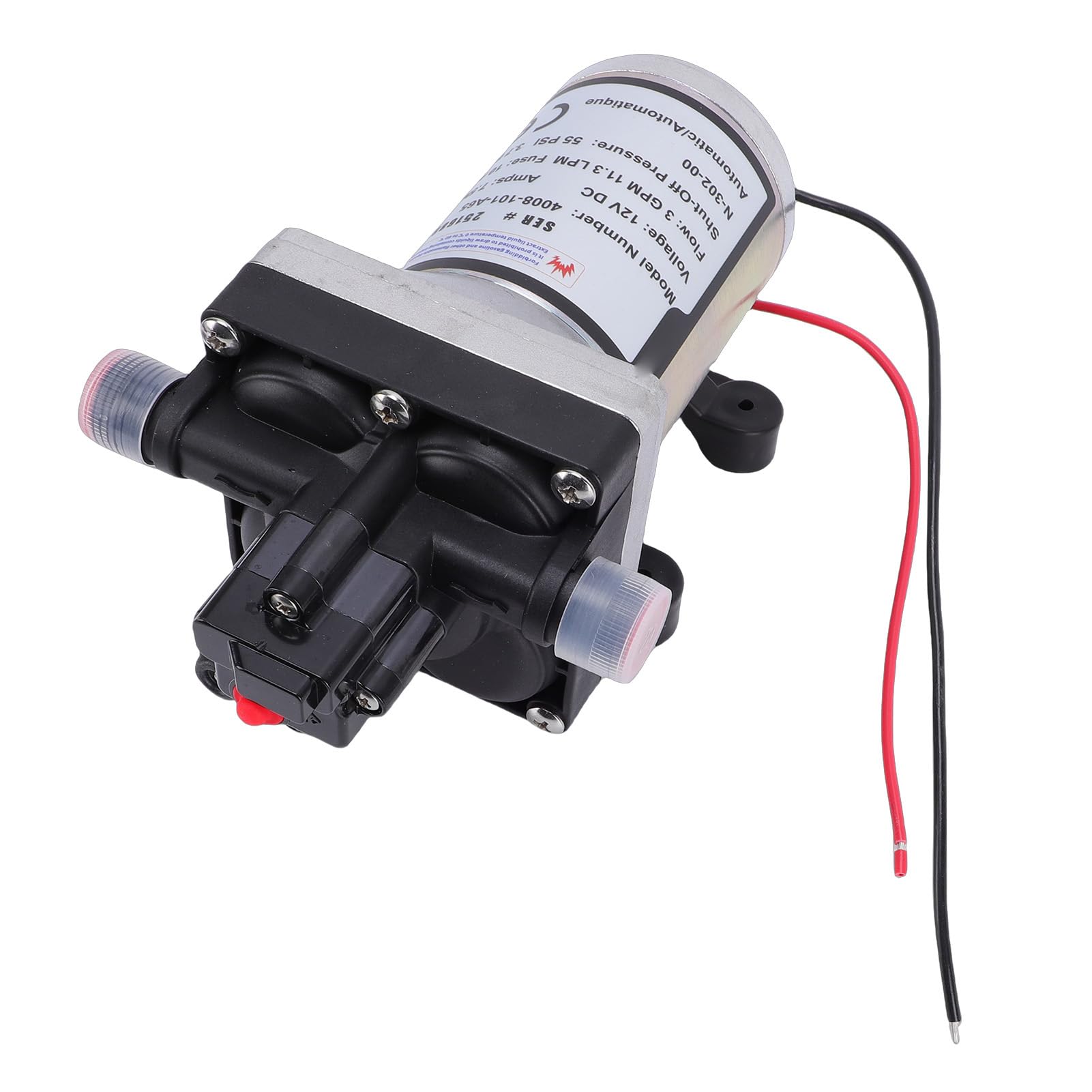 Tbest Bomba de Agua RV de 3,0 GPM, 12 V, Autocebante, Marina Silenciosa para Vehículos de Acampada, Remolques, Barcos Pequeños, Metal Plateado