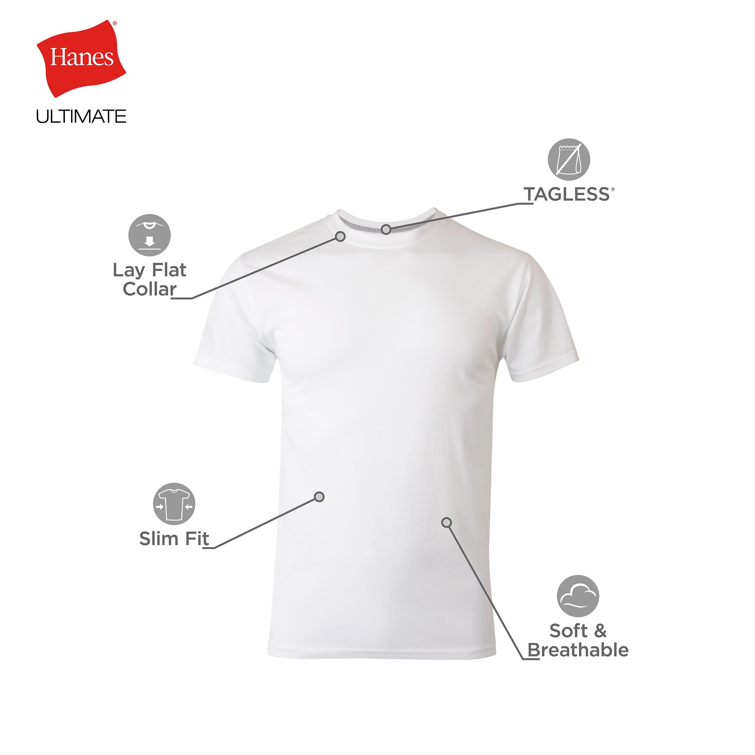 Hanes Comfortblend - Camiseta Interior para Hombre, Paquete de 4, Camisetas Comfortblend Que absorben la Humedad para Hombre, Camiseta de Cuello Redondo, Ajuste Entallado, Negro, Medium
