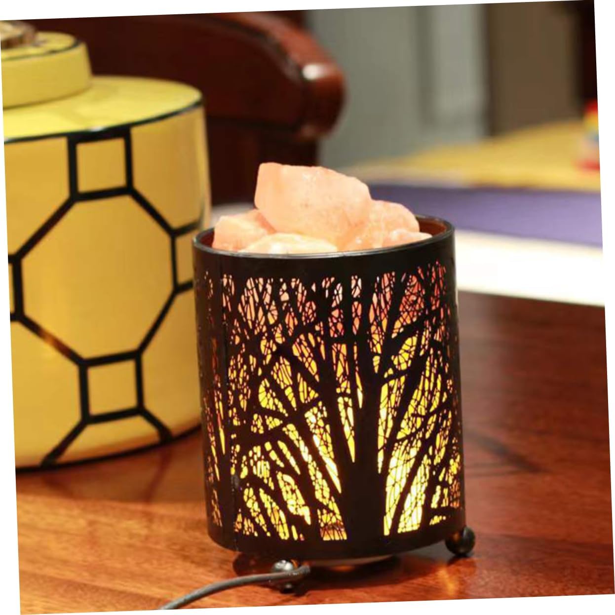 Tofficu Bedroom Night Light Aromatherapy Lamp Metal Basket Decor Small Nightstand Lamp for Home