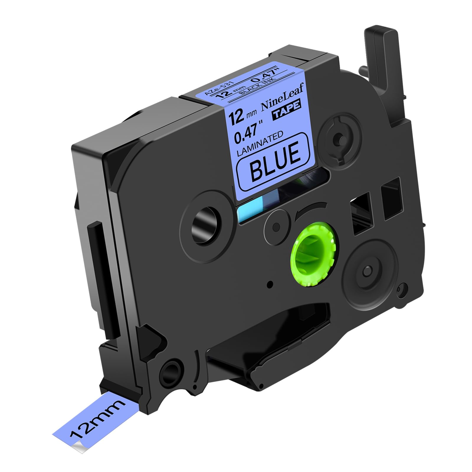 NineLeaf TZe-531 Label Tape 12mm Compatible for Brother P-Touch Label Printer TZe531 TZ-531 12mm 0.47 Laminated Black on Blue TZe TZ Tape 12mm for E110 H100R H108 H101C H200 1000, 20 PK