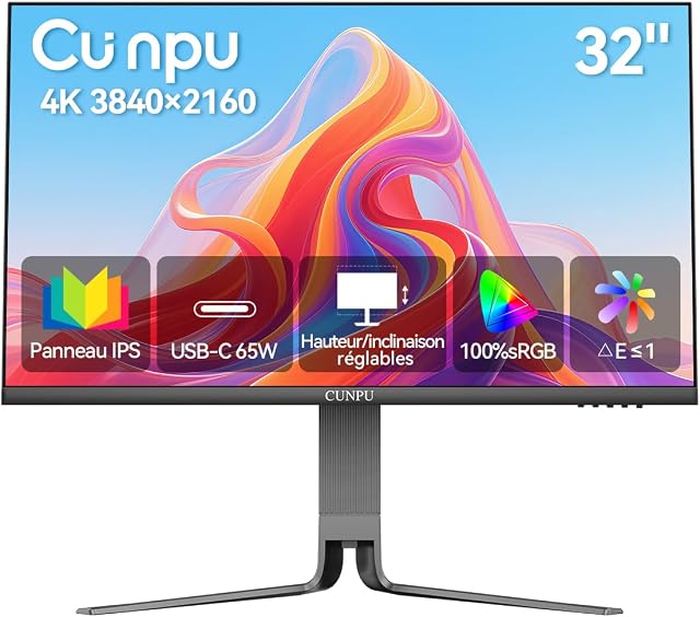 CUNPU Monitor 4K UltraHD 32 Pulgadas