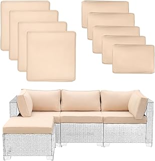 9 Pcs Patio Cushion Covers Replacement,Outdoor Couch Cushions Covers Wat...