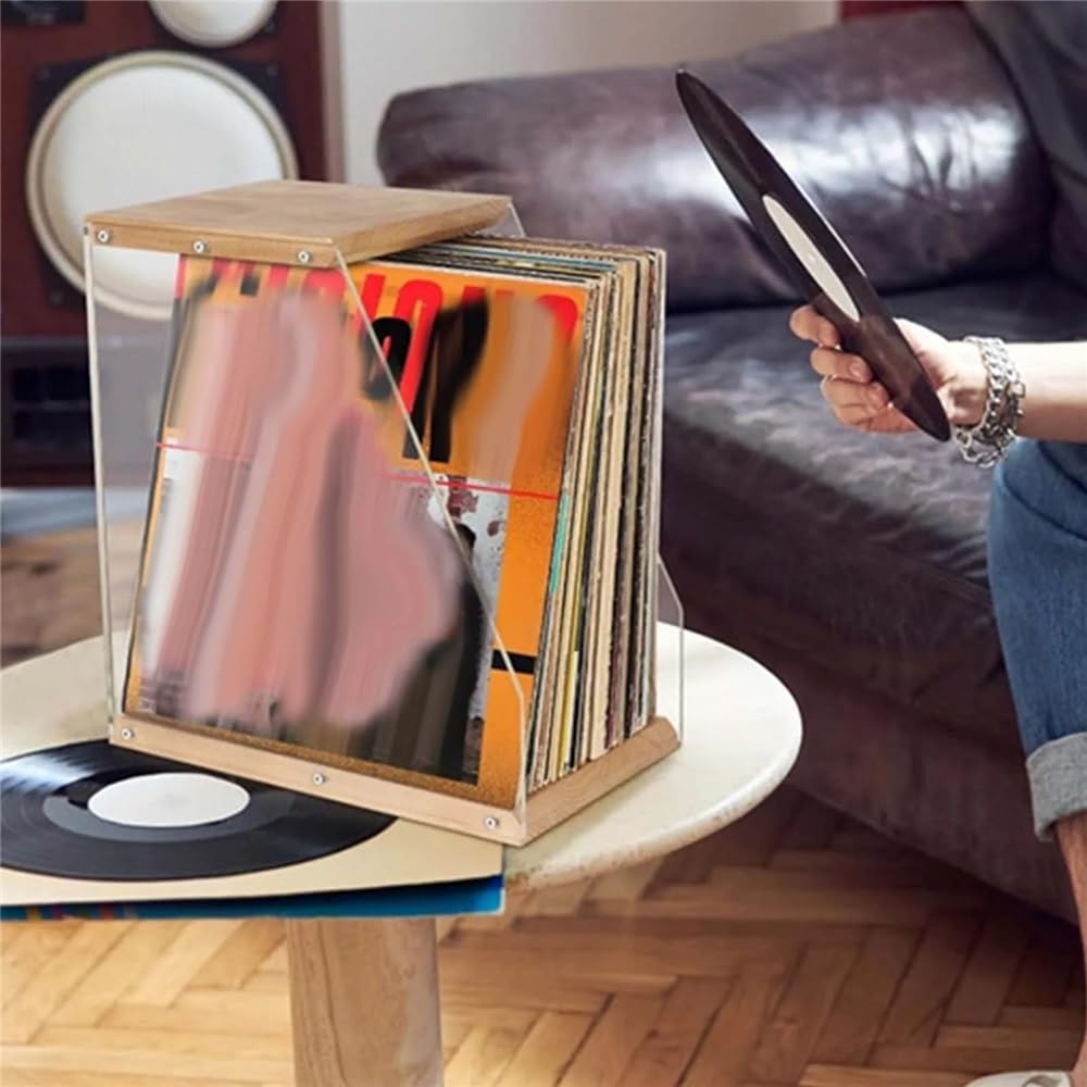Schallplattenständer CD Storage Case Solid Wood Wooden Records Rack Display Rack Desktop Decoration for Books Magzines Home Bedroom Music Lovers Schallplatten Aufbewahrung