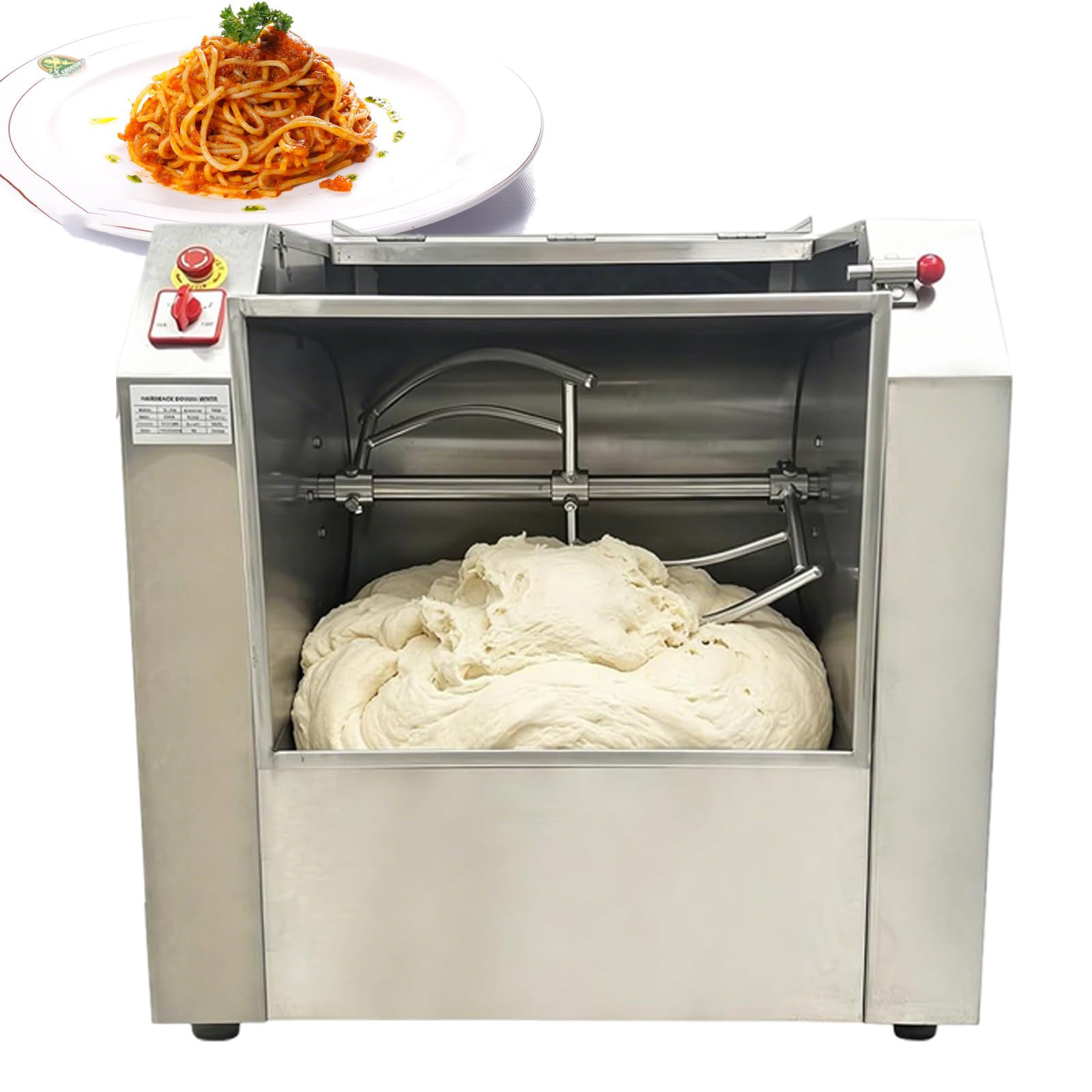 FRANREADER Commercial Dough Mixer All Stainless Steel Pizza Dough Mixer,Dough Blender Kneading Machine with 7.5/15/25 KG Kneading Capacity and 90 Degree Tilt for Bakeries Restaurants Pizzerias 25kg