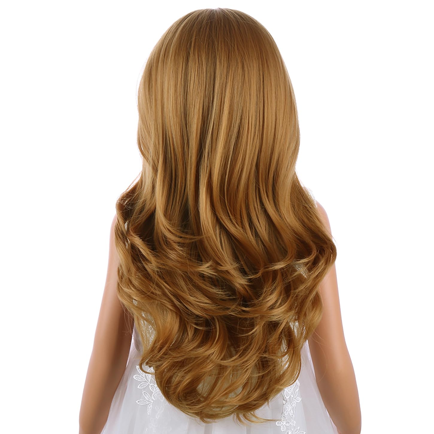 Children Strawberry Blonde Wig Girls Long Strawberry Blonde Wavy Curly Wig Blond Middle Part Wigs for Kid Include Wigs Cap