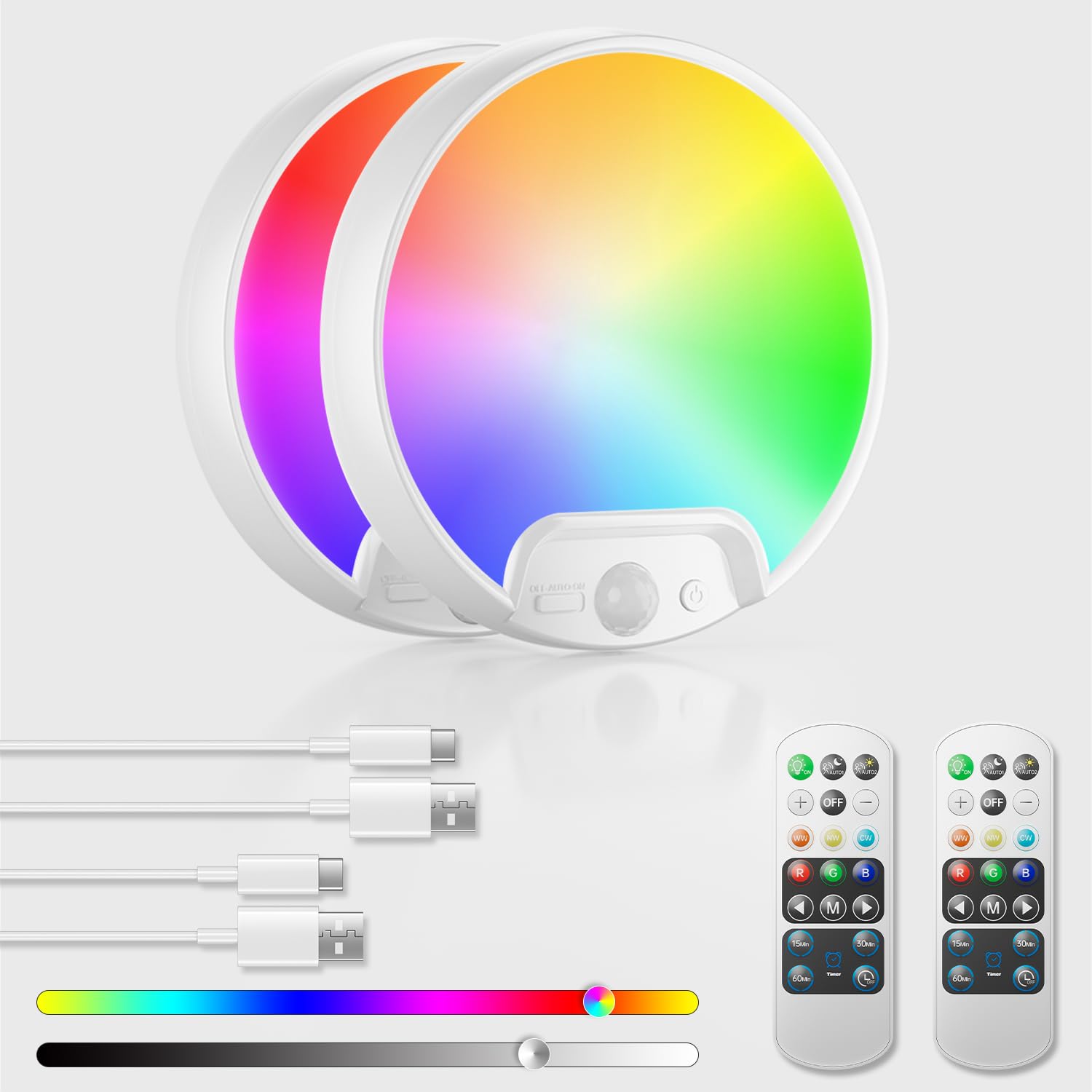 Homelist RGB Akku Deckenleuchte mit Bewegungsmelder, 8000mAh Aufladbare LED Deckenlampe mit Bewegungsmelder Innen, Deckenlampe Ohne Stromanschluss mit Fernbedien für Badezimmer,Wohnzimmer, Keller, Bad
