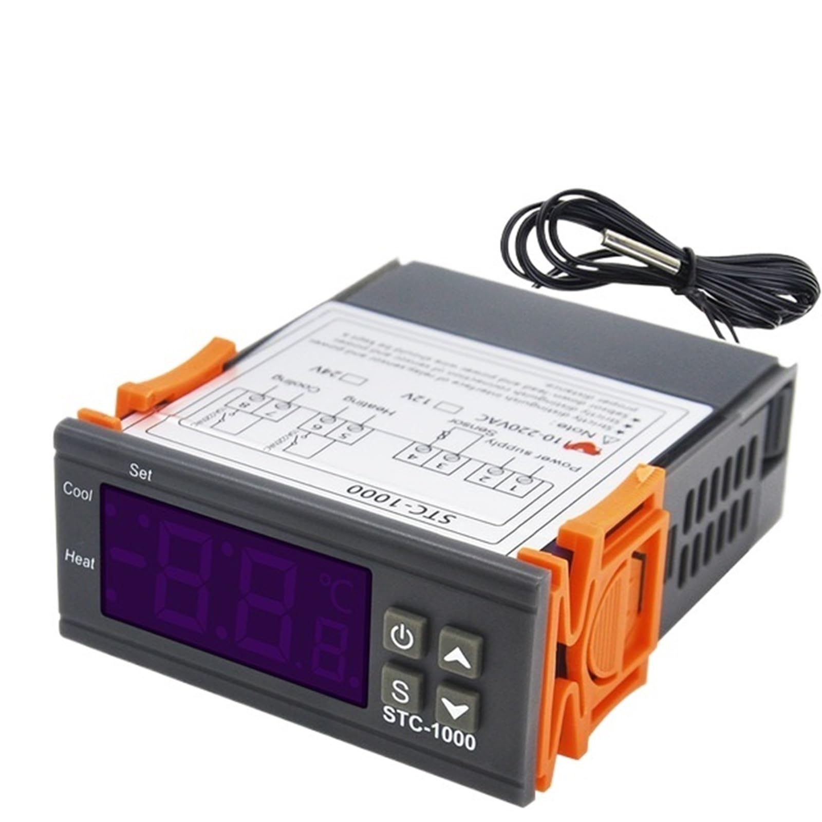 Controlador de temperatura STC-1000 12V 24V 220V Termostato digital Termorregulador Incubadora Relé LED 10A Calefacción Refrigeración(12V)