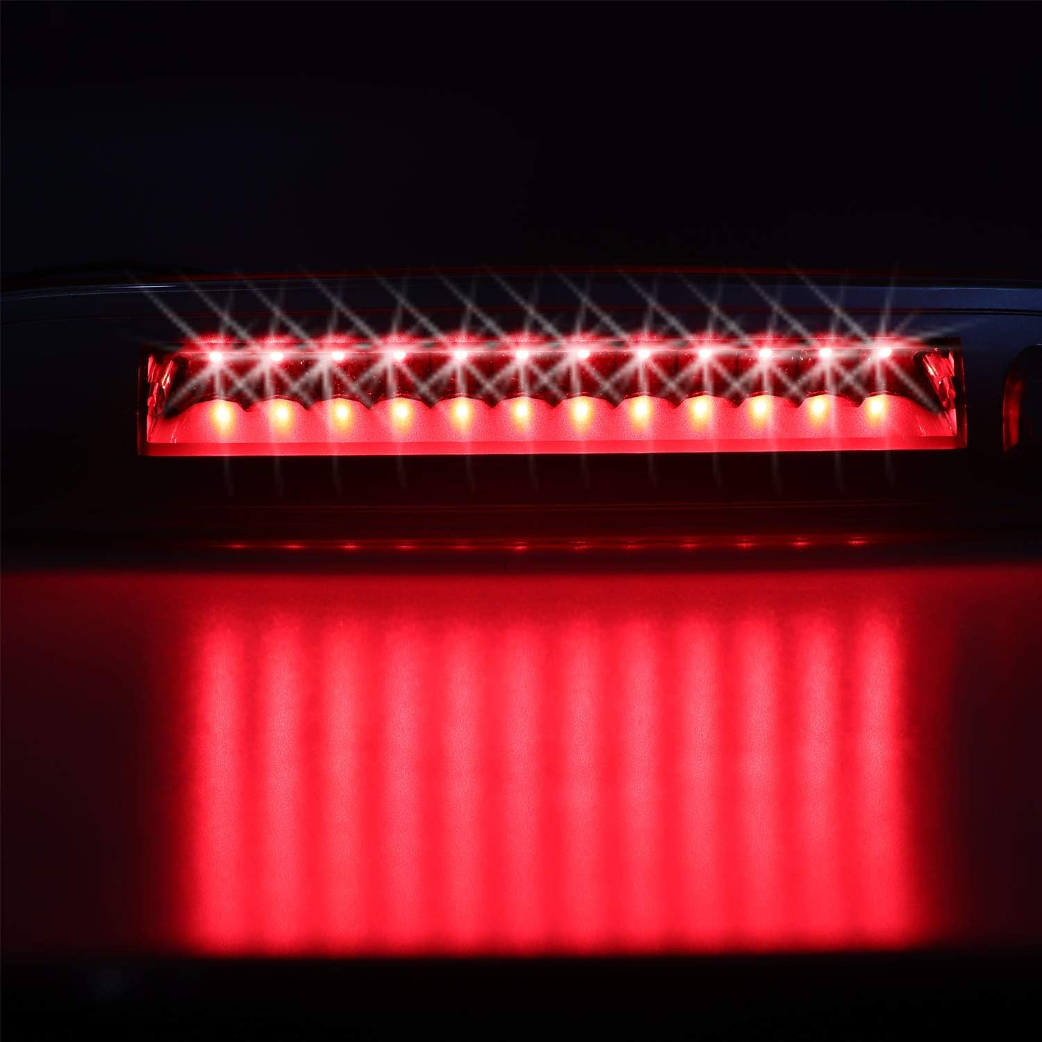 3rd Third Brake Light for Ford Explorer 2002-2012 Escape 2008-2012, for Mercury Mariner 2008-2011, for Mountaineer 2002-2010, Rear High Mount LED Stop Light (Chrome Housing Smoke Lens)