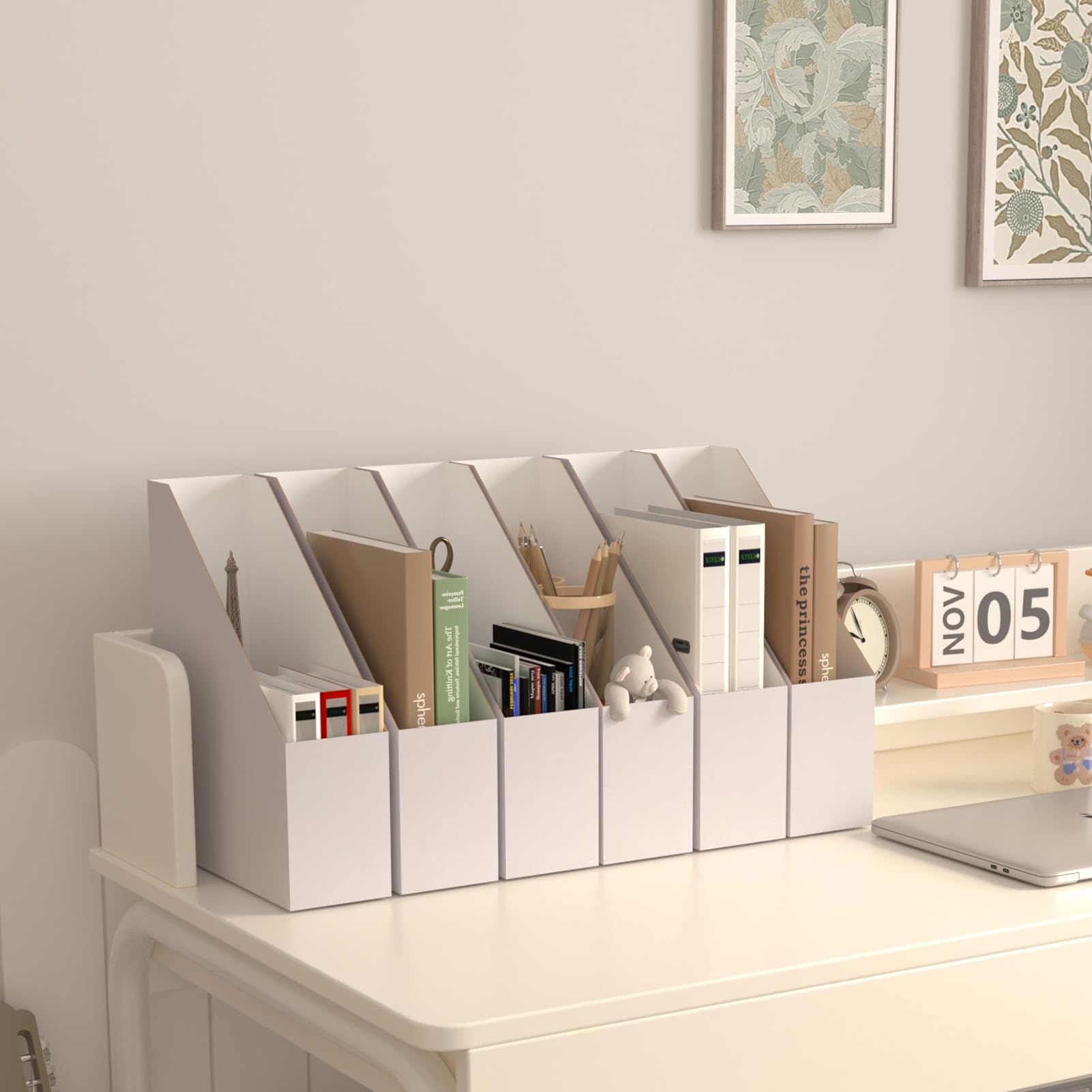 HORLIMER Set di 12 Porta Riviste,Organizer portariviste, Porta Documenti, Organizer Ufficio, Scatole Trapezoidale per Archiviare i Documenti