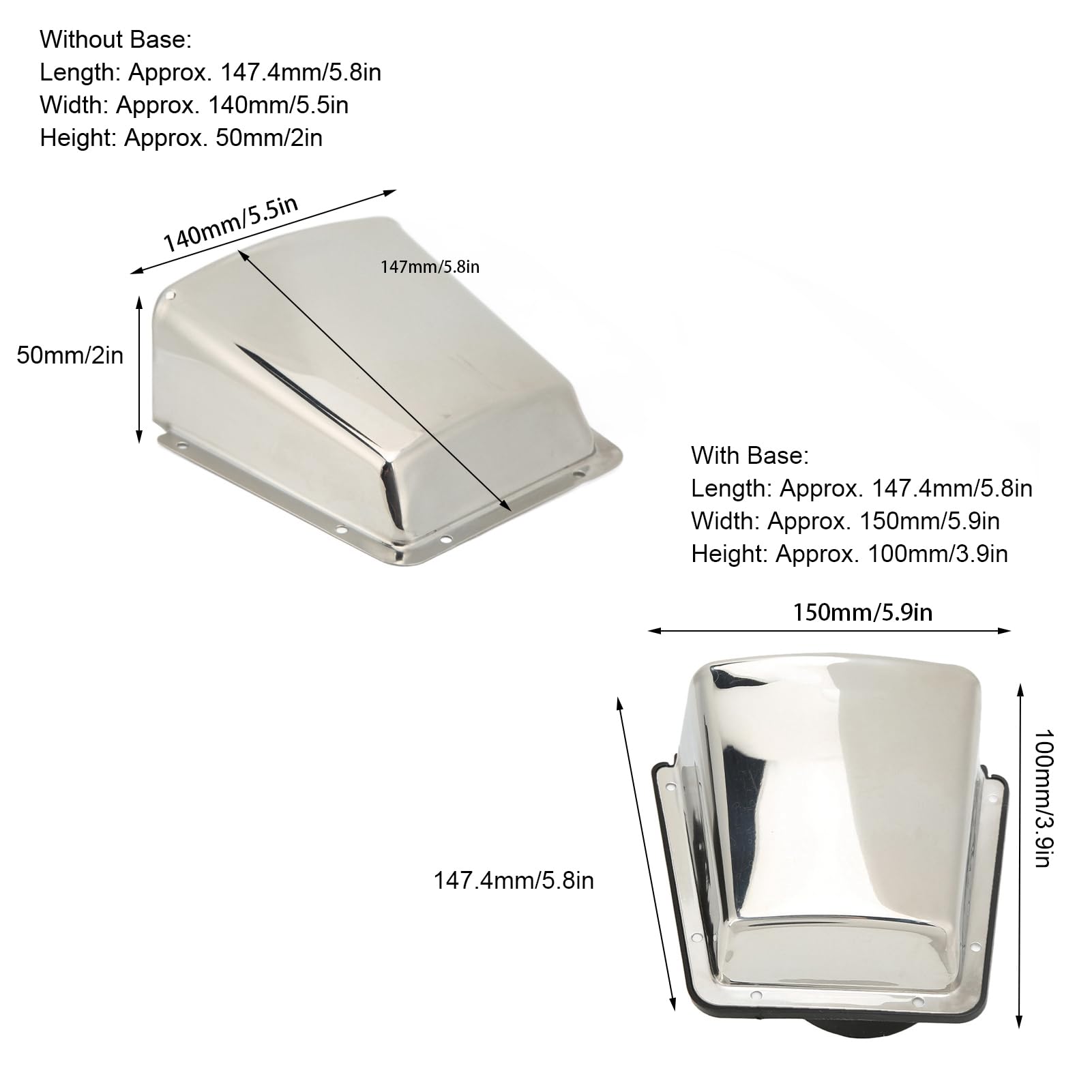 Zerodis Boot-Yacht-Serie, Edelstahl-Bootshauben-Entlüftungsabdeckung mit Nylonbasis, Langlebige Belüftung für Boote und Yachten, Marine-Clamshell-Ventilator