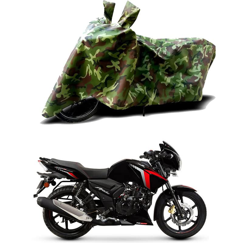 Image of 100% Water Resistant Bike Scooty Two Wheeler Body Cover Compatible For TVS Apache RTR 160 ABS /UV-Rays /Heat Protection /Birds Dropping /Scratchproof /Dust proof /Waterproof /All Varient[Green MJ]