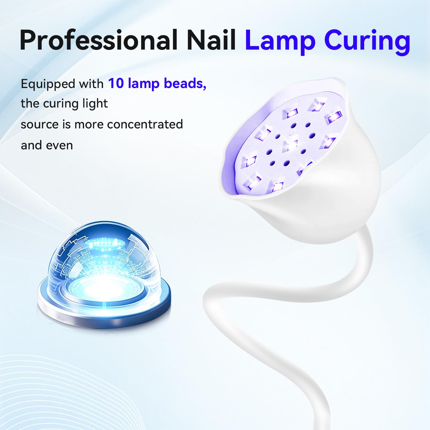 JODSONE Mini lámpara LED inalámbrica para uñas UV, recargable portátil para uñas de gel, sensor automático, lámpara LED de uñas blanca
