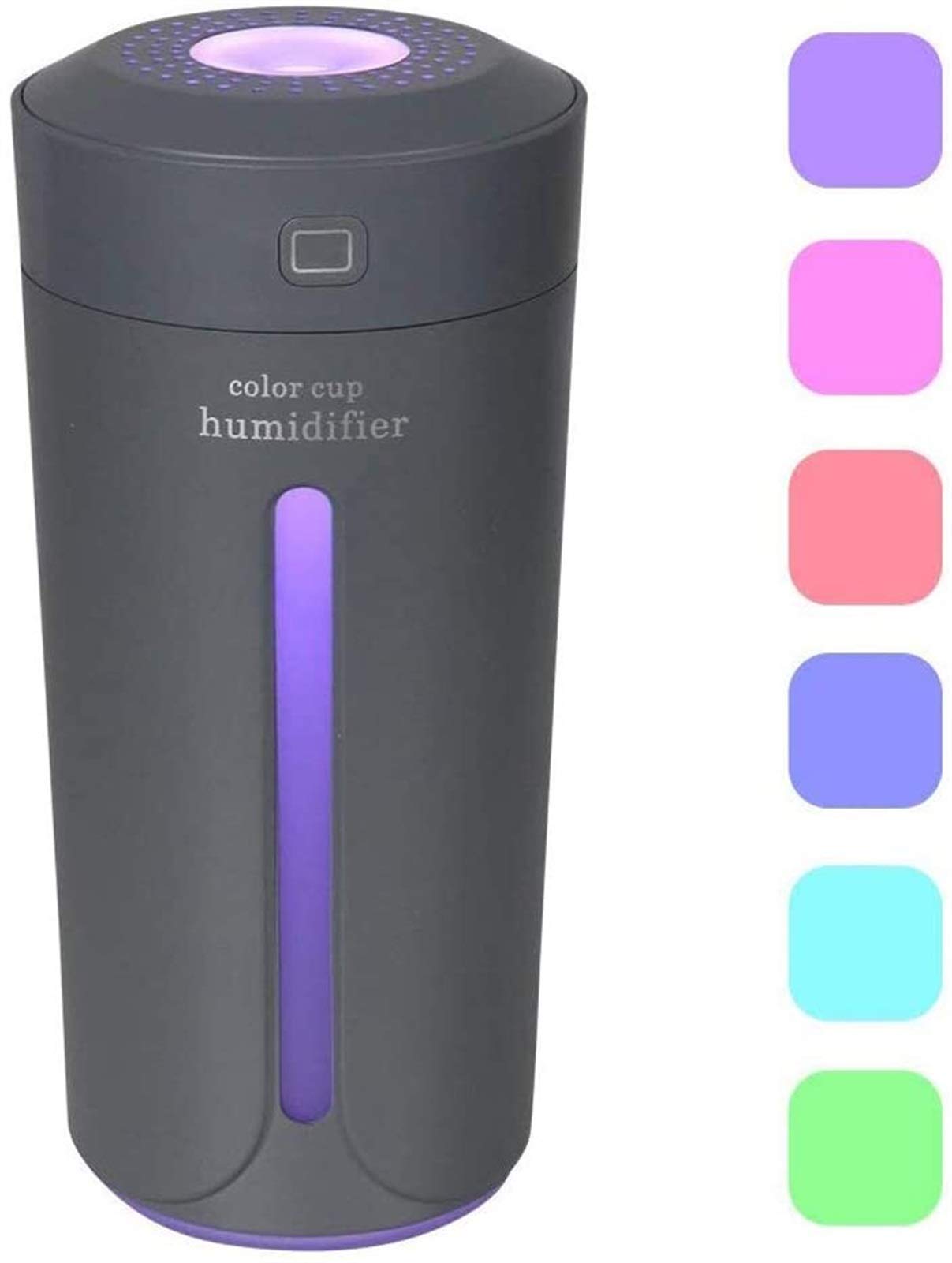 Humidificateur USB XMING 230ml Gris avec Veilleuse LED 7 Couleurs