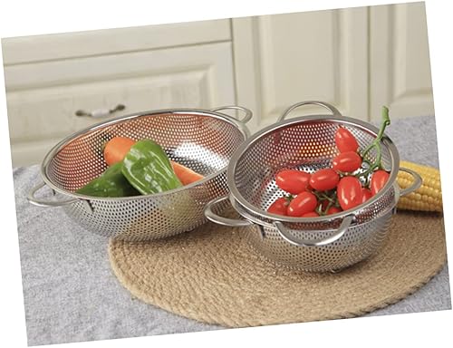 Miniatura 4 de KICHOUSE Cuenco de lavado de arroz, colador de acero inoxidable, doble asa, colador de verduras, coladores para cocina, fideos, cesta de colador
