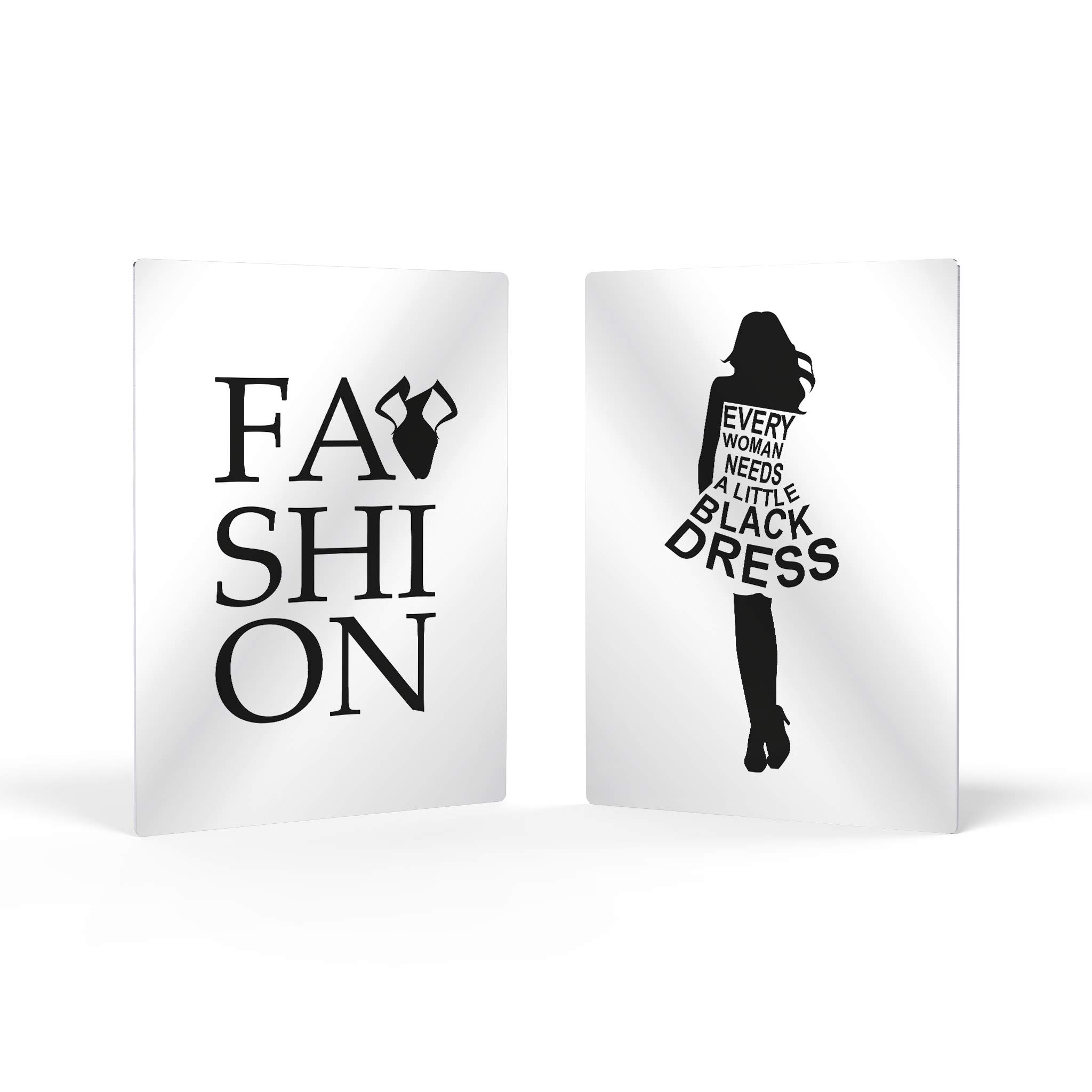 Amazon.com: Smile Art Design Fashion and Every Woman Needs a Little Black  Dress Quote 2 Panel Glam Fashion Metal Print Set Wall Art Office Bathroom  Dorm Bedroom Living Room Wall Decor (12x8)