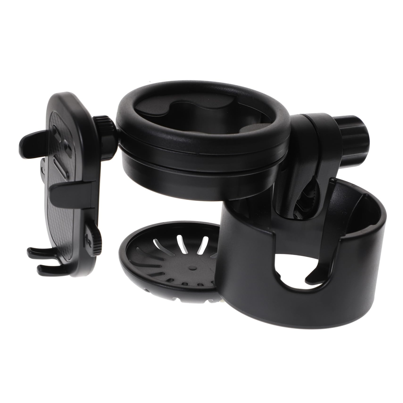 BESTonZON Portabicchieri per Passeggino Nero, Supporto per Biberon e Bottiglia in Plastica e Metallo, Antiscivolo per Bici e Carrozzina