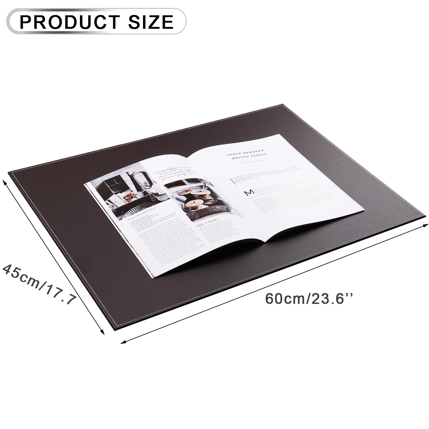 KINGFOM Schreibtischunterlage & Unterlage, 61 x 45,7 cm, großes Mauspad, PU-Leder, für Desktop- und Laptops, Braun