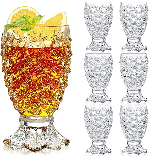 NOXET – Set of 6 Pineapple Cocktail Glasses Vintage Glassware Whiskey Glasses Classic Wine Drinking Glasses Mixed Drinkware Sets Gift for Men Women(235 ml)