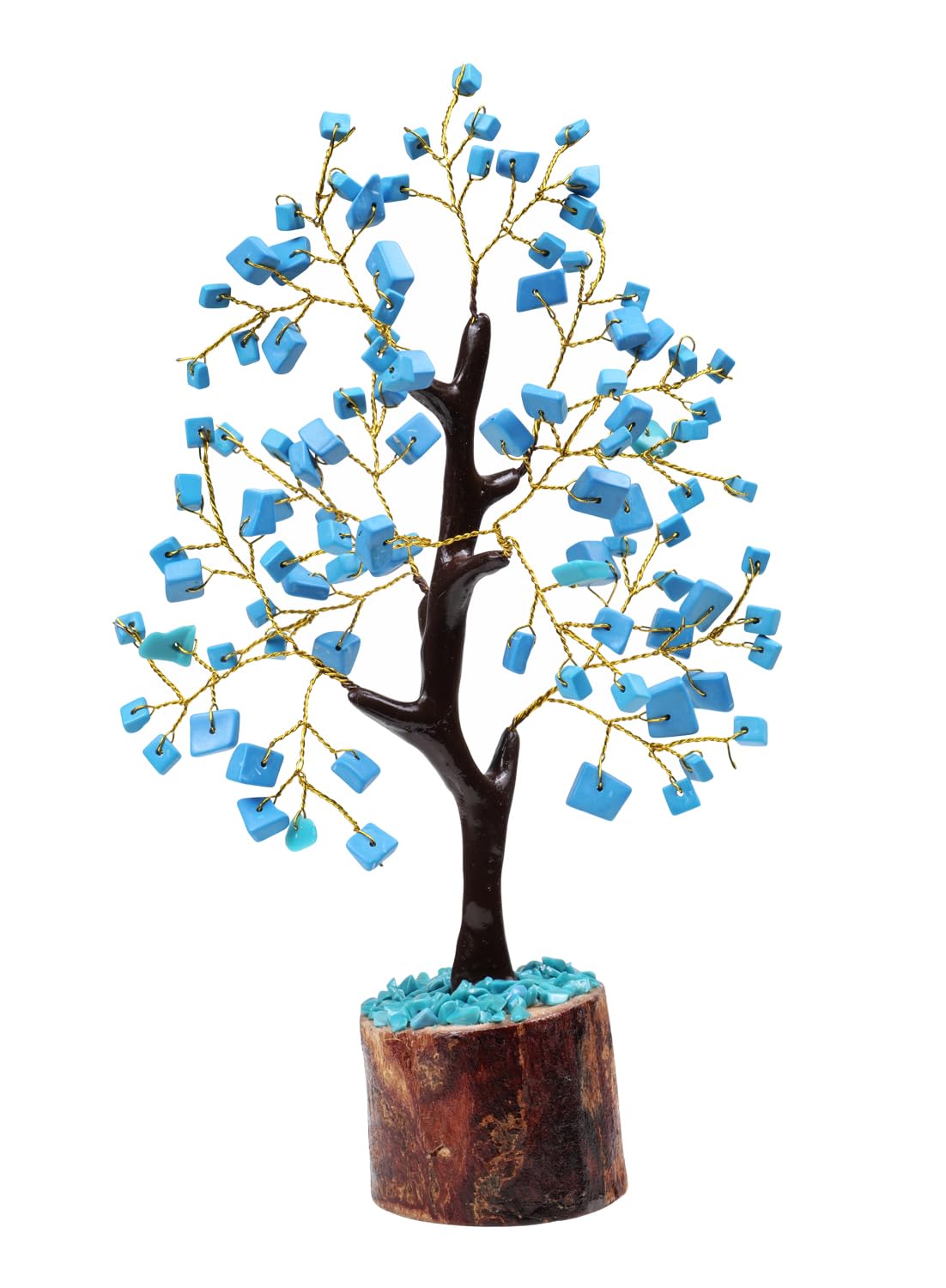 NARIBABU Turquoise Crystal Tree (7–8 Inch, 100 Chips) – Handmade Gemstone Tree with Raw Stones & Golden Wire – Gift for Her, Birthday Gifts for Women, Spiritual Home Decor