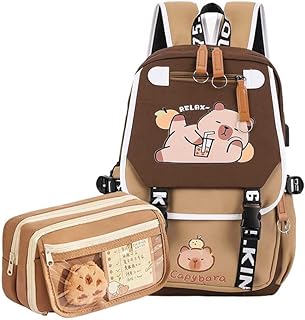 Capybara Large Backpack, Capybara School Backpack Teenager, Children's Backpack, Casual School Bag, Cute Capybara Backpack, School Capybara School Bag with Capybara Pencil Case