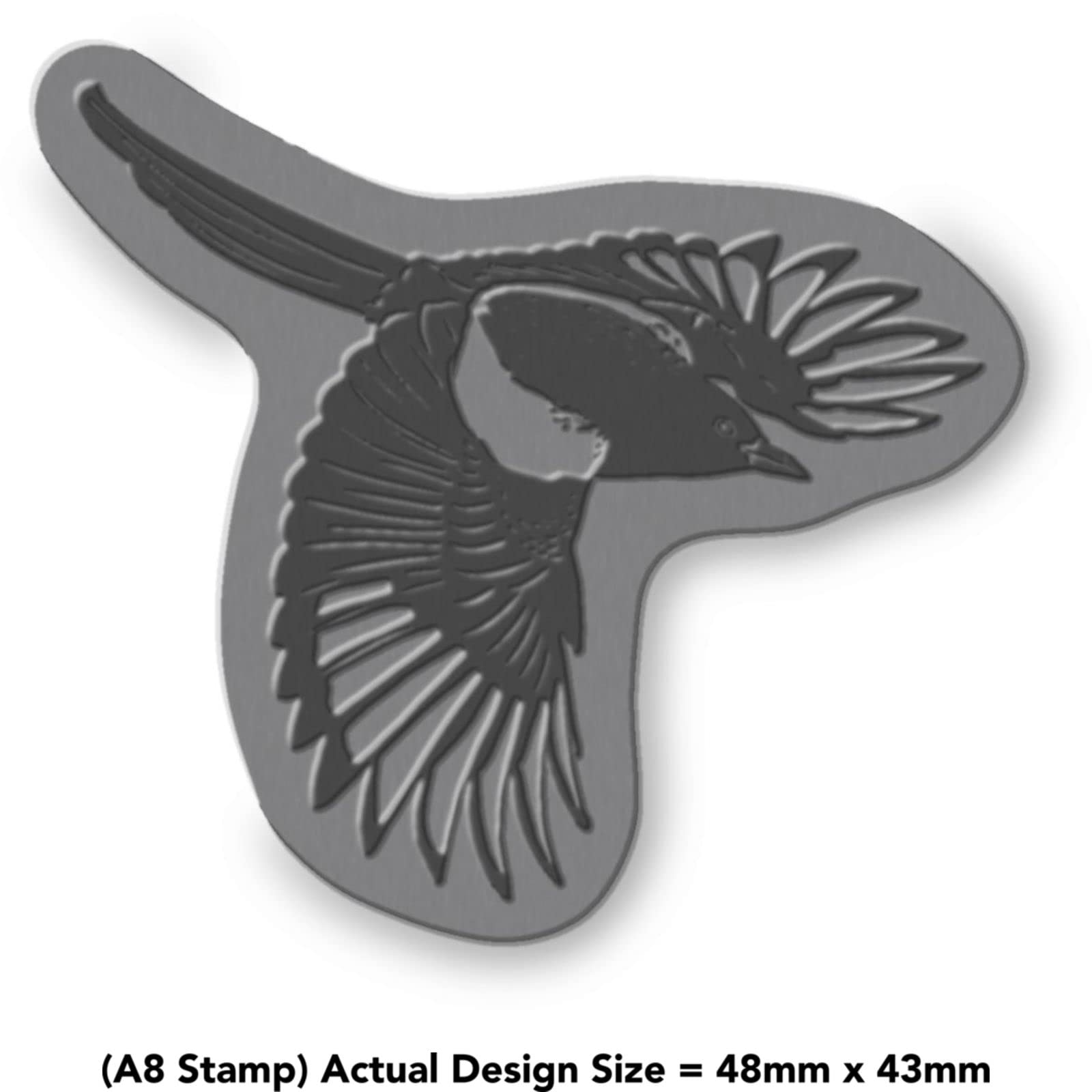 'Flying Magpie' Rubber Stamp - Unmounted Design for Crafting & Scrapbooking, A8 (RS00041911)