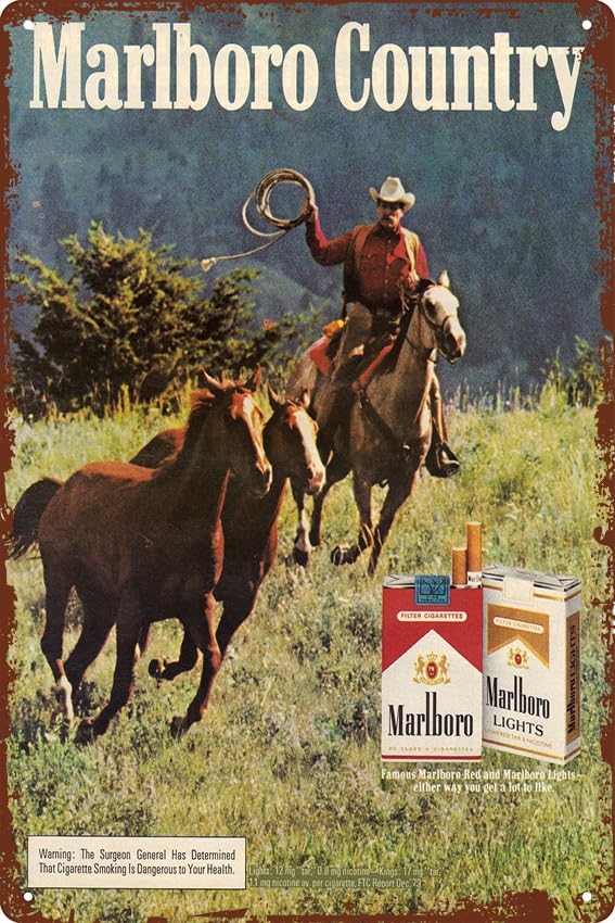 Vintage 1981 Print Ad for Marlboro Cigarettes Retro Metal Tin Vintage Sign 12 X 8 Inch Game Room Man Cave Wall Decor