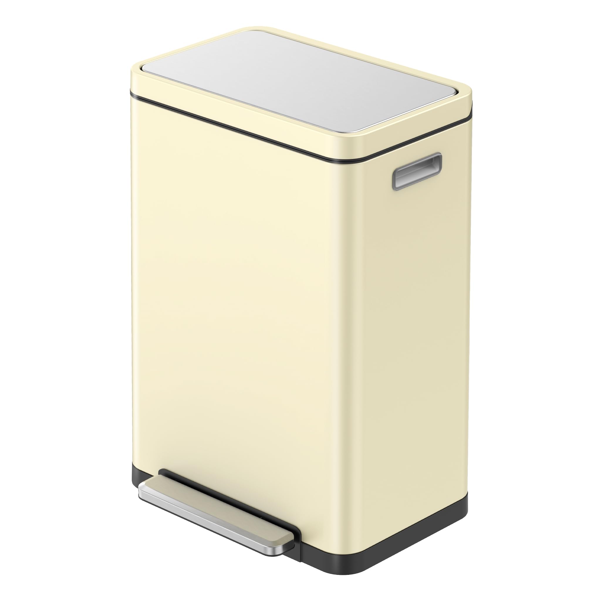 EKO X Cube Pedal Bin 20+20 Litre, Large Rubbish & Recycling Bin, Perfect for Home & Workplaces, Cream