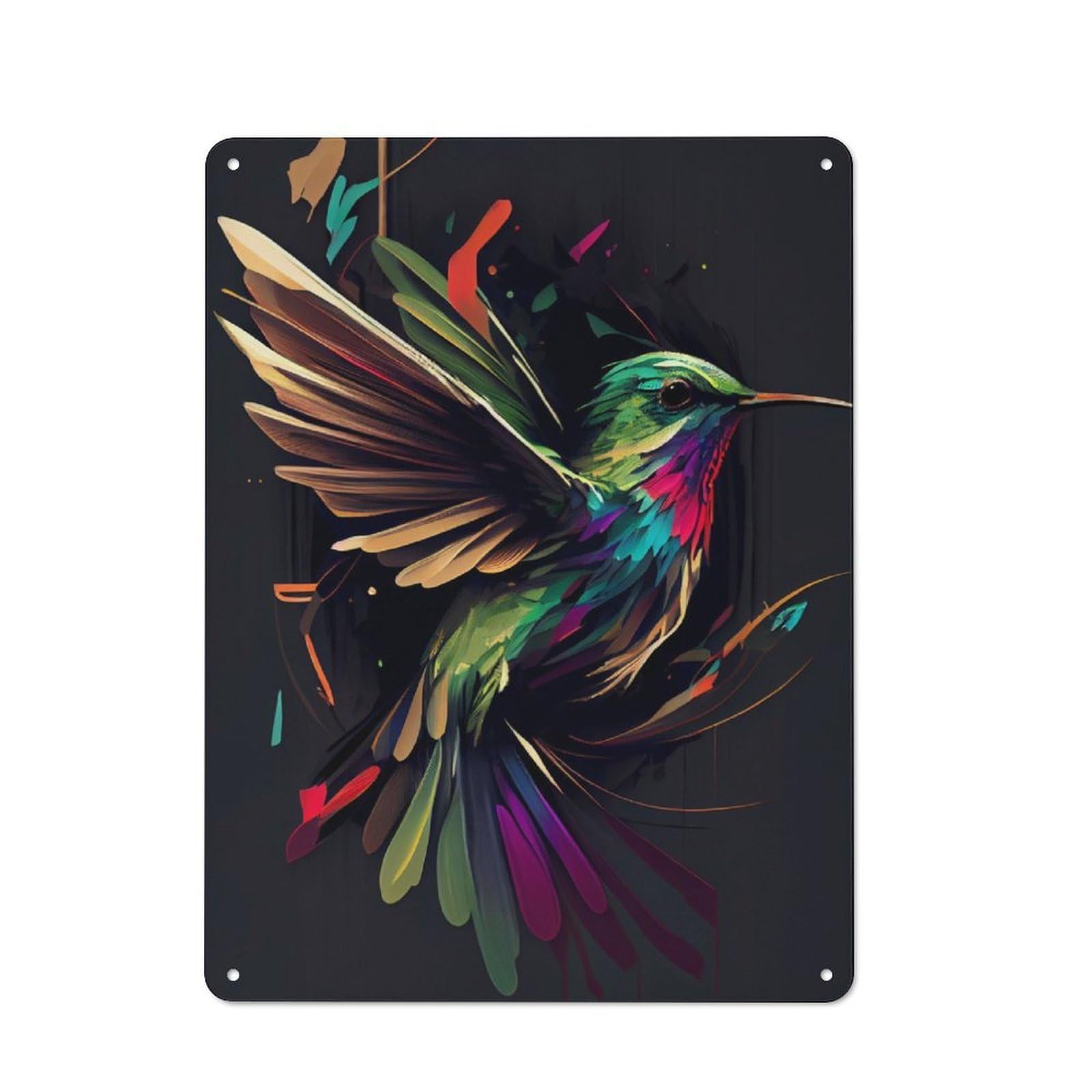 Junmoney Hummingbird Colorful For Café Or Restaurant, Vintage Tin Wall Plaque 40X30cm, New Home Wall Decor For Café Owners And Decorators