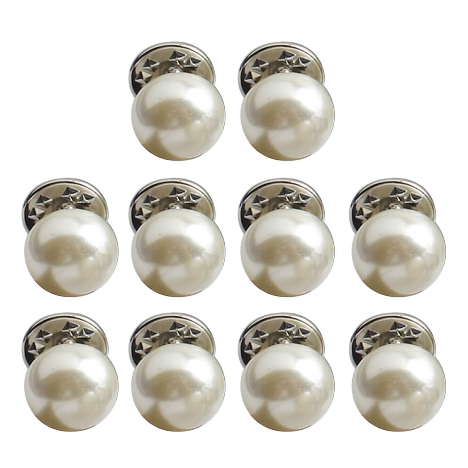 NEWFT 10xStylish Imitation Pearls Button for Women's Shirts, Seamless Closure Invisible Pins Prevents Accident Exposure