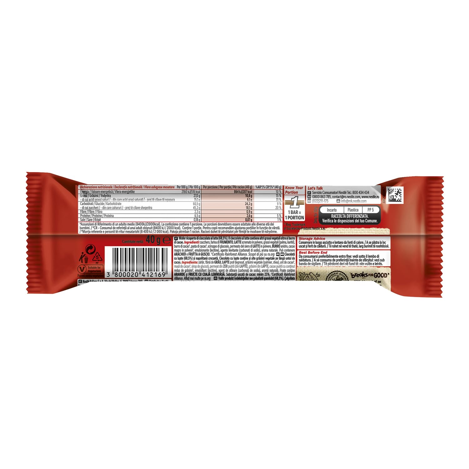 KITKAT Chunky Wafer ricoperto di Cioccolato al Latte, 36 Snack da 40g (1,44kg)