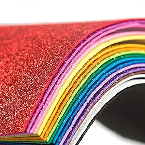 Lakeer Self Adhesive Sticky A4 Size Glitter Sparkles Foam Sheet with Sticky Back Pack of 10 Sheets (10 Colours x 1 Pcs Each)