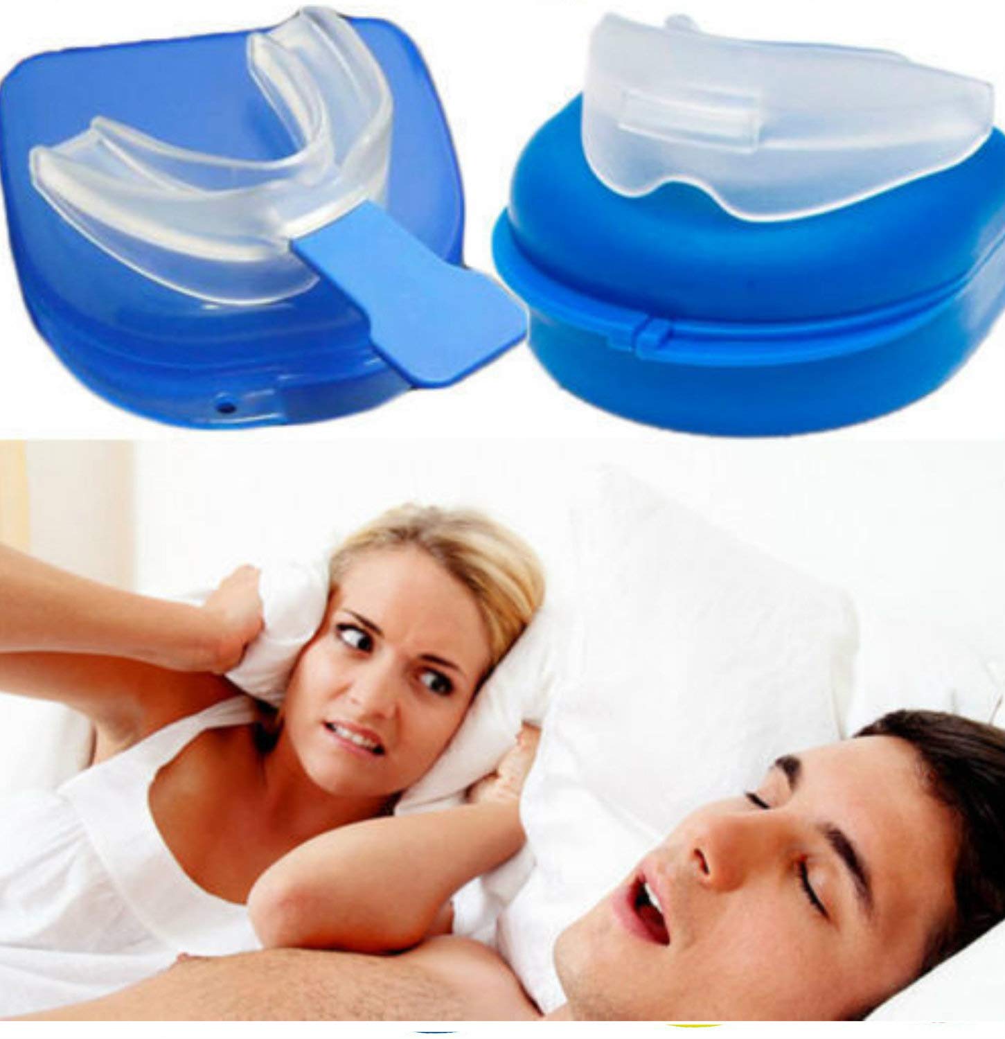 omagek Anti Snore Devices Snore Stopper Mouthpiece - Anti Snoring Solution, Aid Custom Night Mouth Guard for Snoring & Grinding Teeth 2-in-1