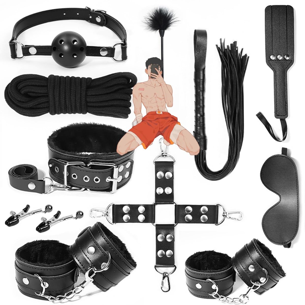11 Pezzi Regolabile Morbido Home Yoga Kit in Pelle con Elasticità, Adatto per Yoga, Regalo di Coppia - H