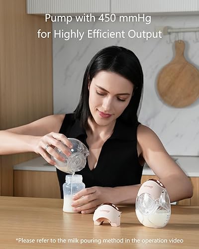 Miniatura 4 de Extractor de leche manos libres con fuerte succión, 3 modelos y 12 niveles para lactancia materna, 18210.945 in, 1 paquete, rosa