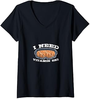 Womens Vitamin Ski Instructor Backcountry Skiing Telemark Norway V-Neck T-Shirt