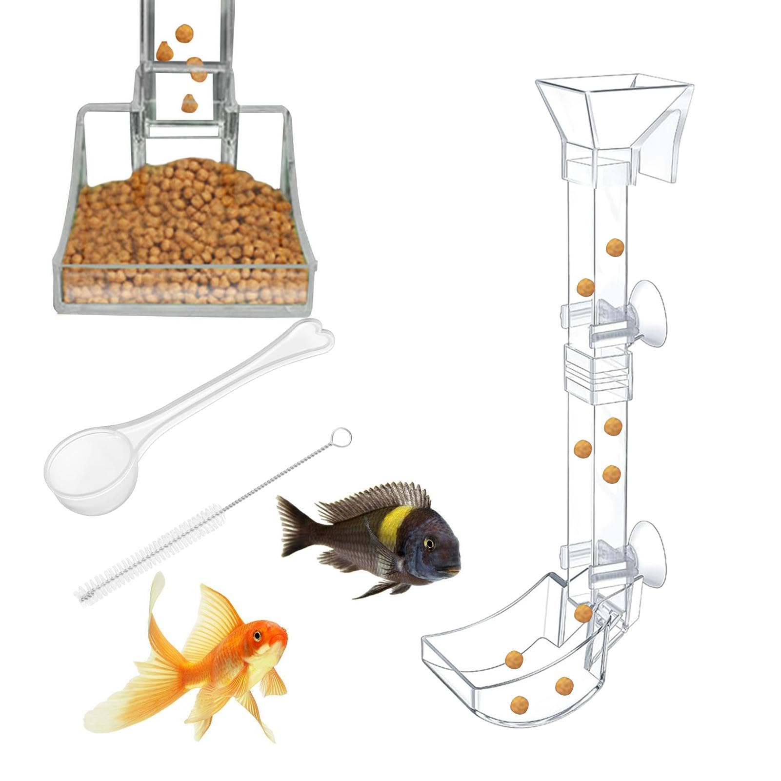 Clear Aquarium Feeder Set - Shrimp & Fish Feeding Tray & Tube Kit