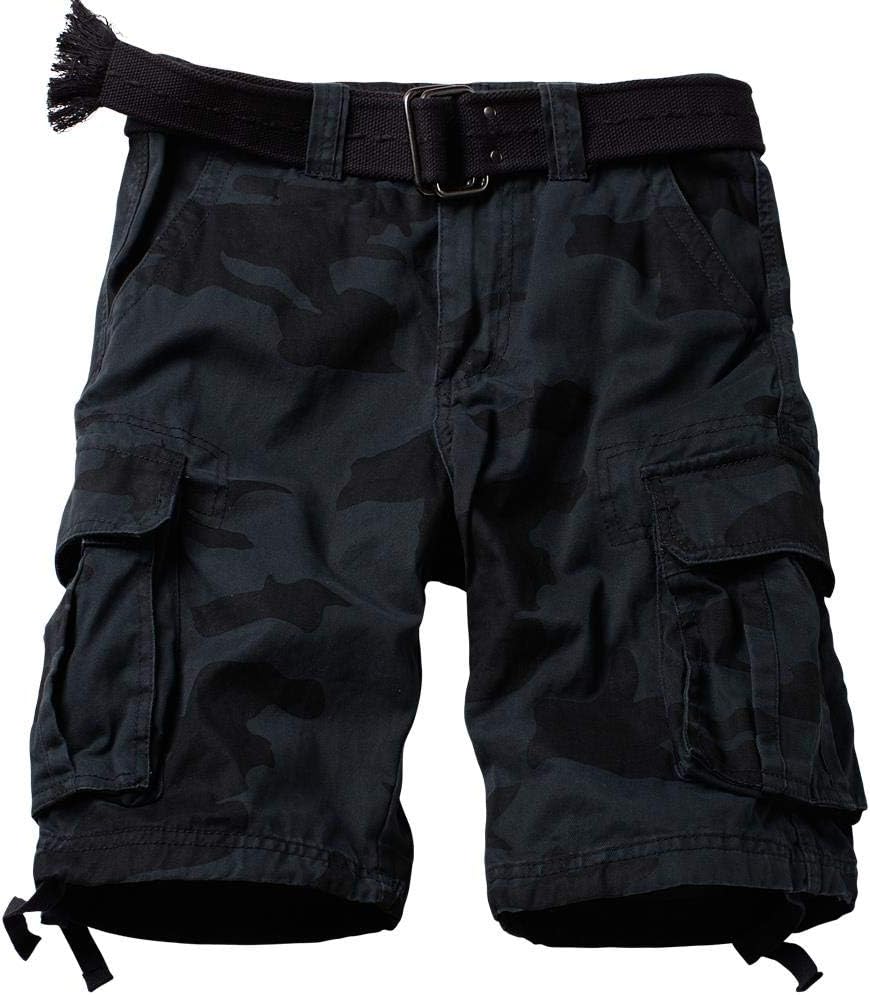 AKARMY Men's Camo Cargo Shorts Outdoor Multi-Pocket Cotton Casual Shorts with No Belt