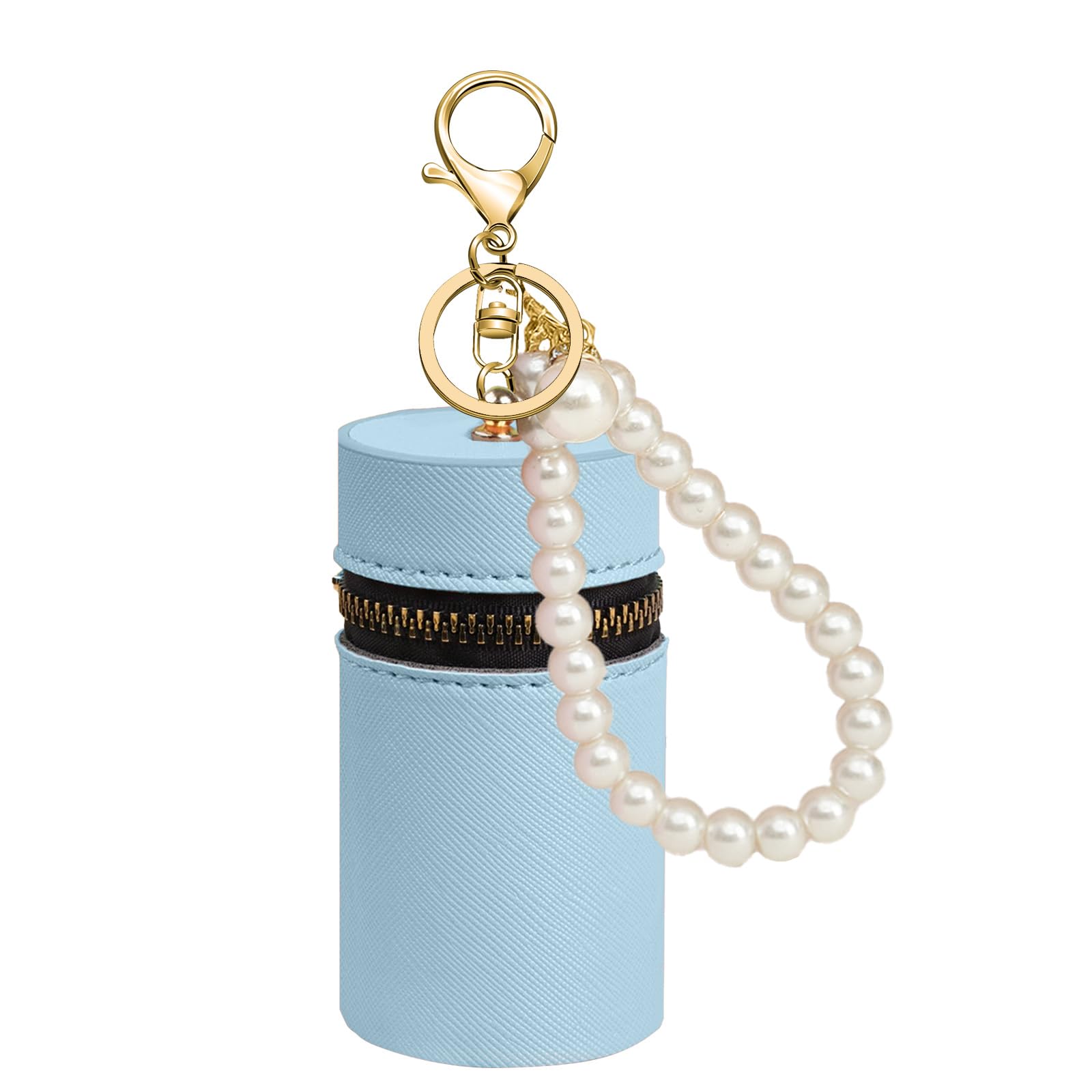 SMUOBT Pearl Keychain Coin Purse Keychain for Women,Mini Makeup Bag Pearl Keychain for Car Key Lipstick Card Data Cable Pouch