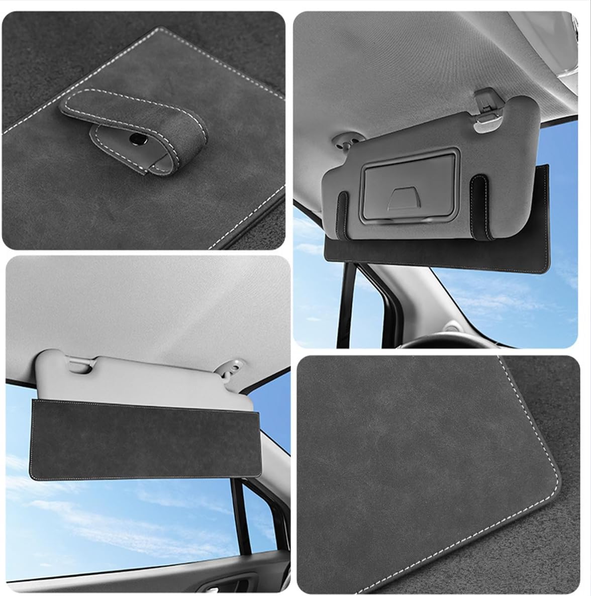 Car Sun Visor Extender, Soft Suede Vehicle Visor Sunshade Sun Blocker for Driver or Front Seat Passenger, Clip-on Automotive Window Shade Extender, Universal Fit (Dark Gray)