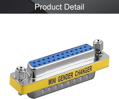 Miniatura 10 de Fielect Adaptador de acoplador de cambiador de género VGA de 25 pines DB25 de 2 filas hembra a macho Mini cambiador de género adaptador conector
