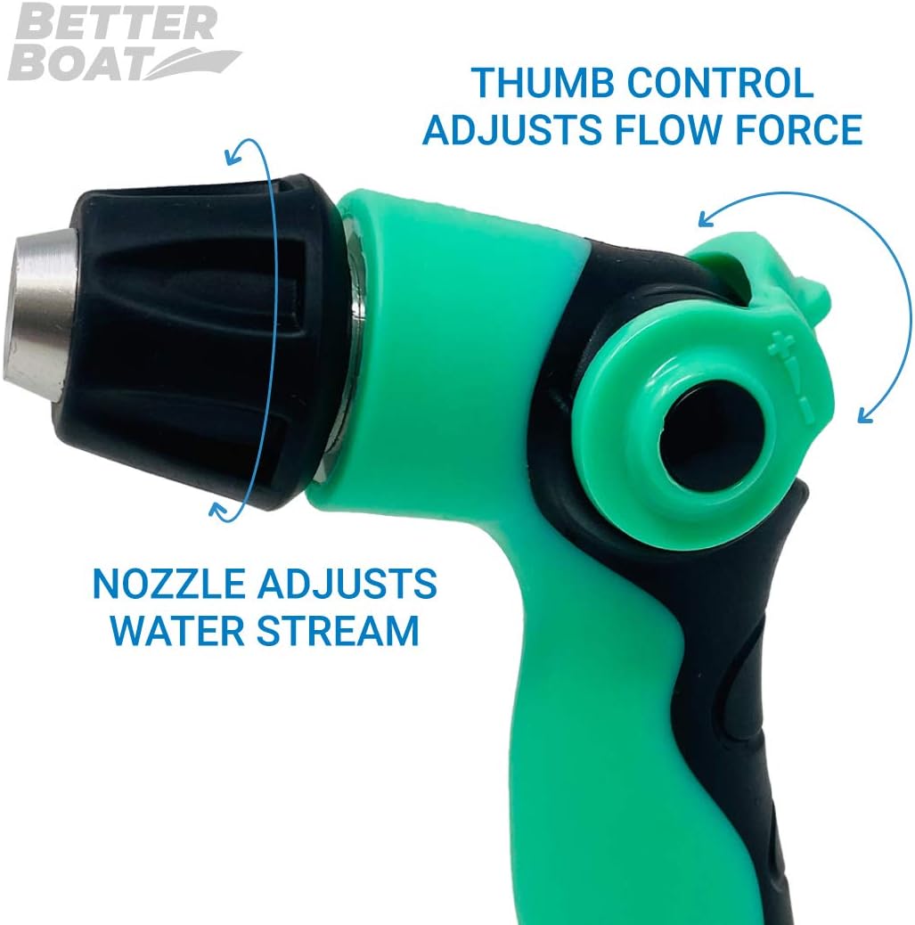 Boat Water Hose Nozzle Sprayer, High-Pressure Garden Hose Nozzle, Heavy-Duty Outdoor Washdown Spray Gun for Boats, Cars, RVs, and Gardening, Marine Grade Wide-Thin Head Design
